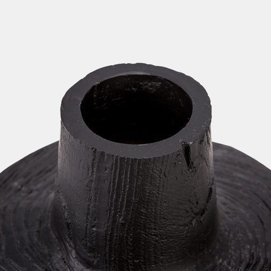 Black Resin Wood-Like Vase – 24cm - VASCAPE