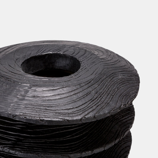Black Resin Wood-Like Vase – 38cm - VASCAPE
