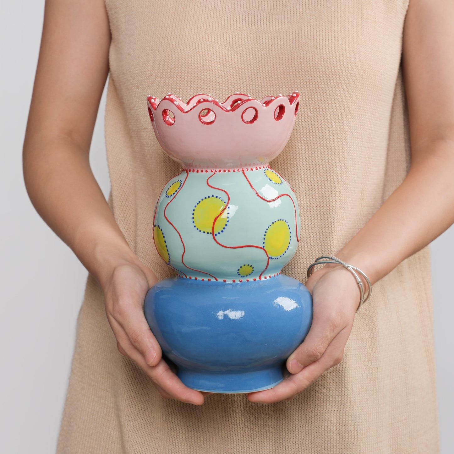 Handcrafted Ceramic Candy Bloom Vase – 25cm - VASCAPE