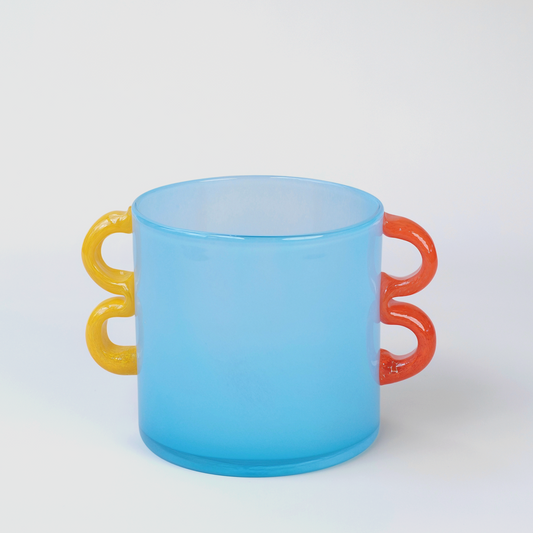 Handblown Azure Glass Duo Loop Vase – 22cm - VASCAPE