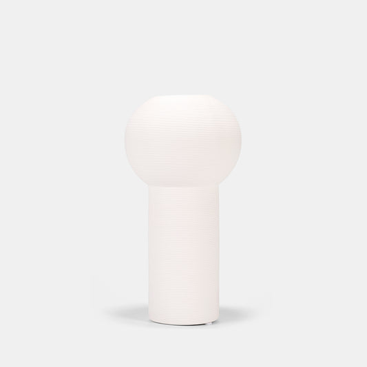 Hand-Pulled White Textured Ceramic Bulbous Vase – 31cm - VASCAPE