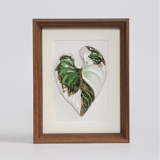 Handmade Framed Ceramic Leaf Decor 09 – H22cm