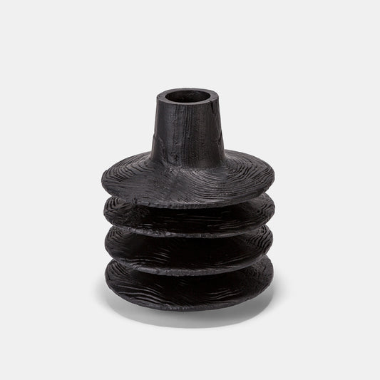 Woodgrain-embossed black large vase as focal point, supported by complementary floor vases and cluster-ready bud vases. Cheap vase series with weighted bases for secure pampas arrangements.