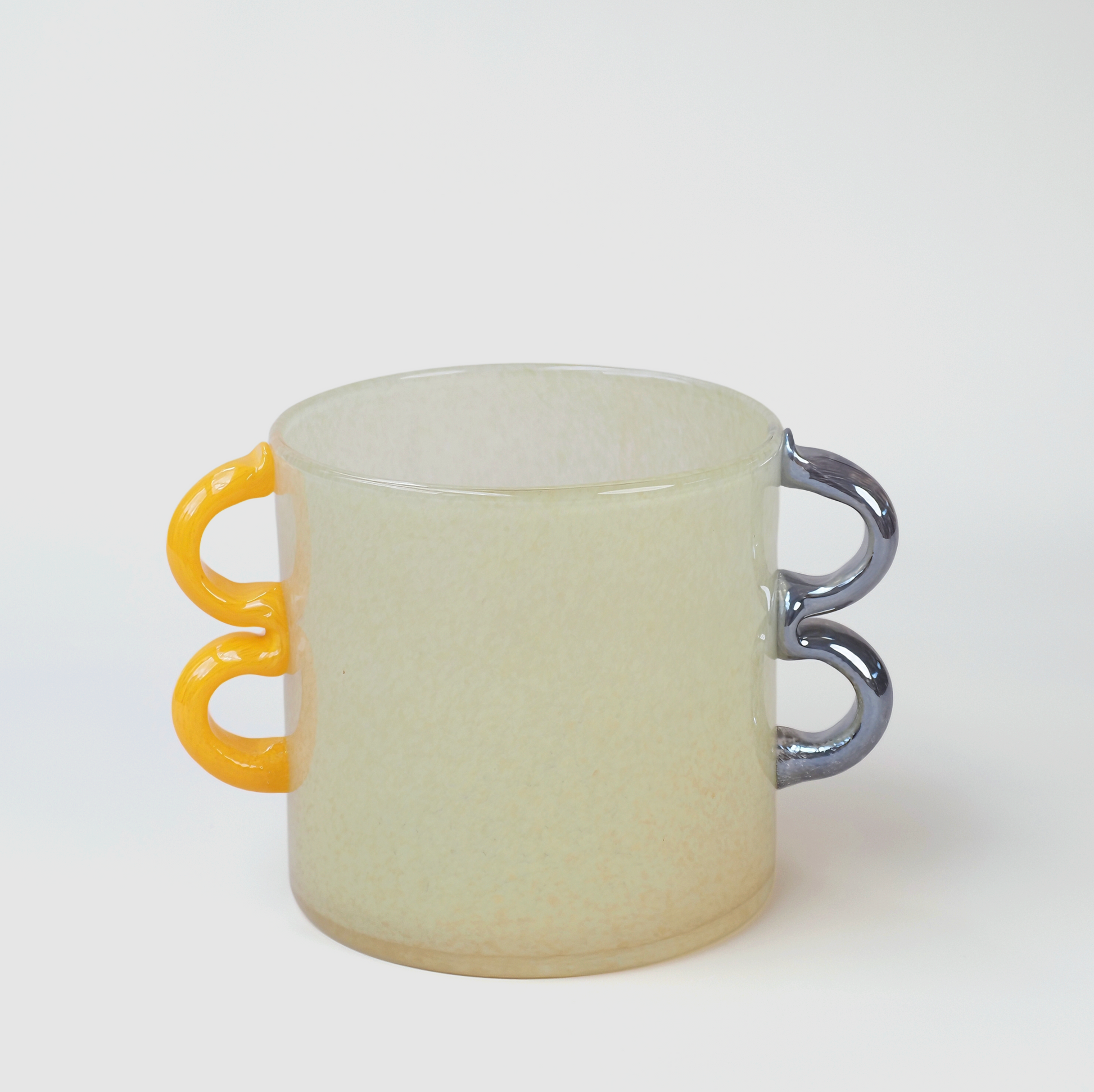 Handblown Light Yellow Glass Duo Loop Vase – 22cm - VASCAPE