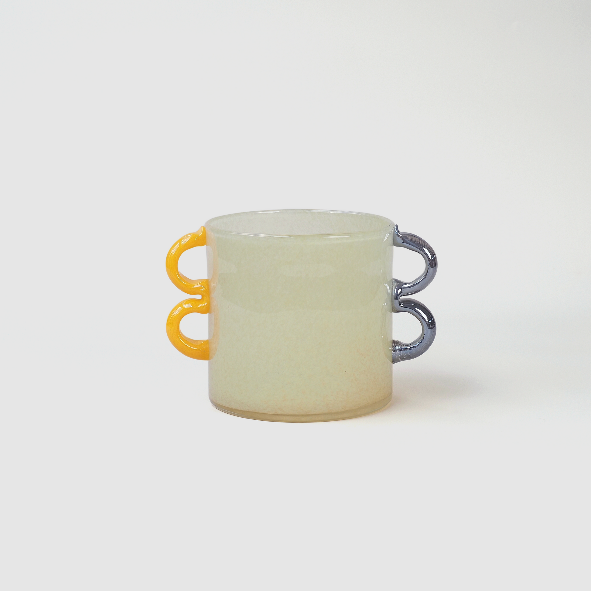 Handblown Light Yellow Glass Duo Loop Vase – 22cm - VASCAPE