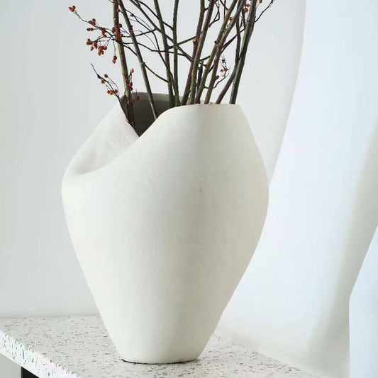 Handcrafted Ceramic Vase in Sand 42.5cm