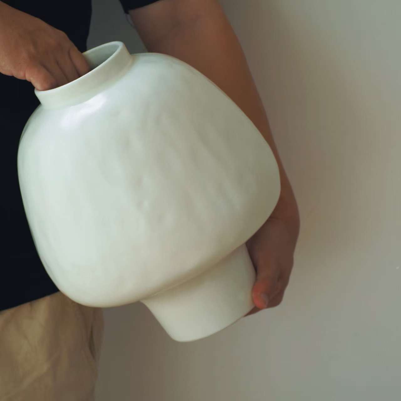 Handcrafted Ivory Mushroom Ceramic Vase