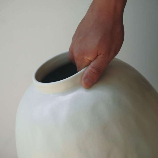 Handcrafted Ivory Mushroom Ceramic Vase