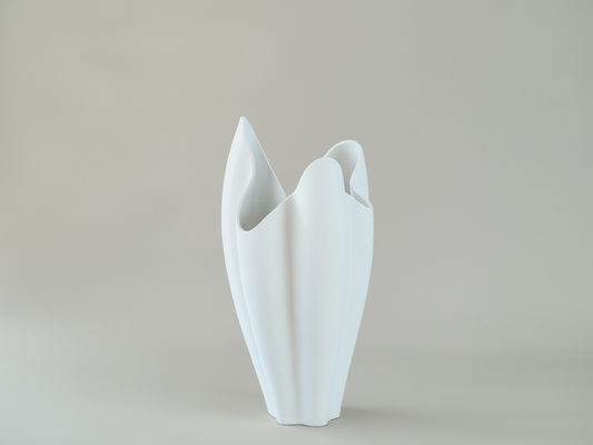 White 3D-Printed Petal Crest Vase