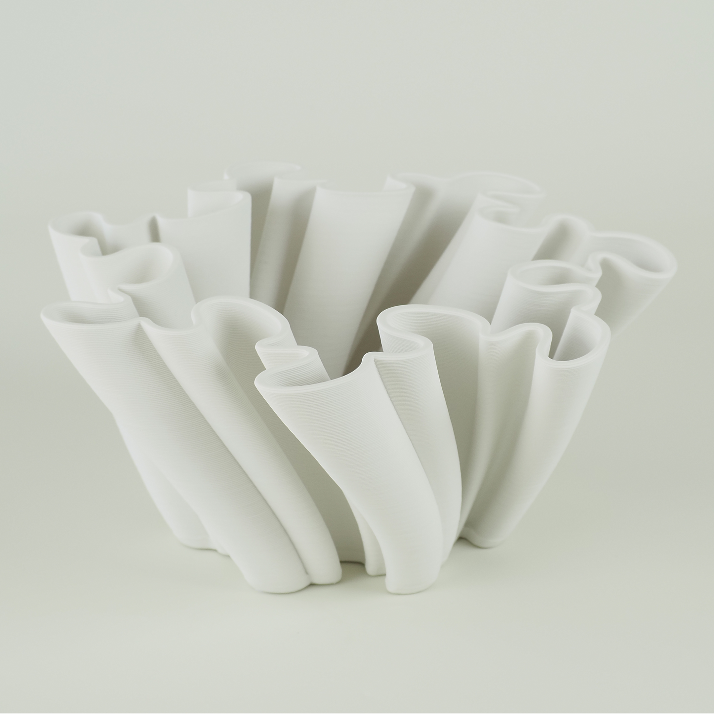 White 3D-Printed Wave Ceramic Vase- 15cm