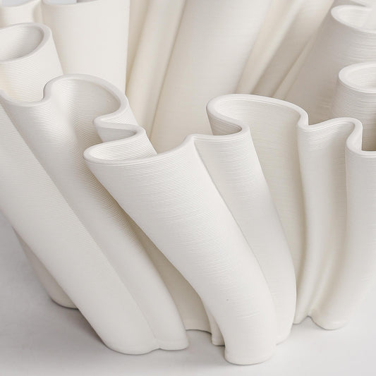 3D-Printed White Ceramic Swell Vase – 32cm - VASCAPE