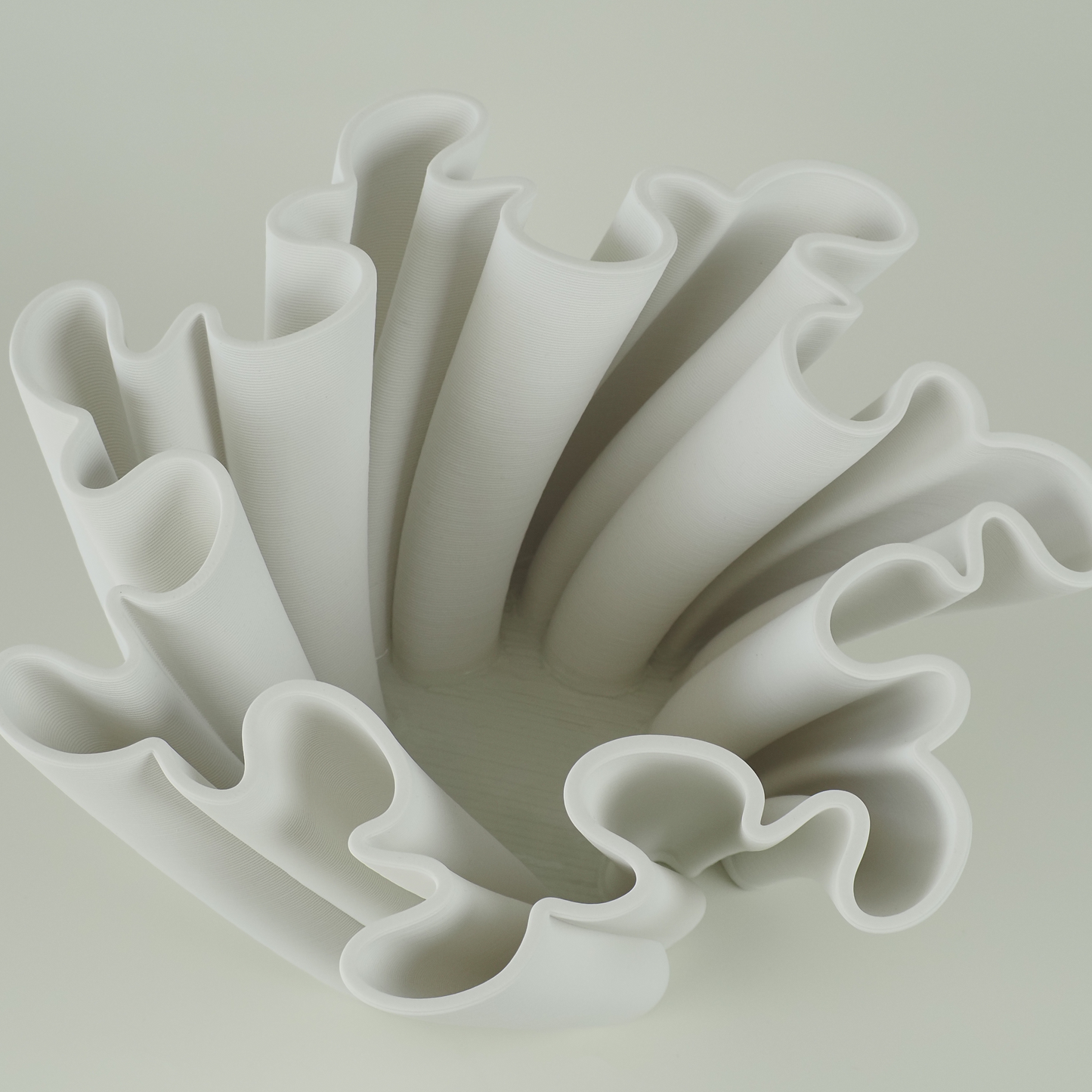 White 3D-Printed Wave Ceramic Vase- 15cm