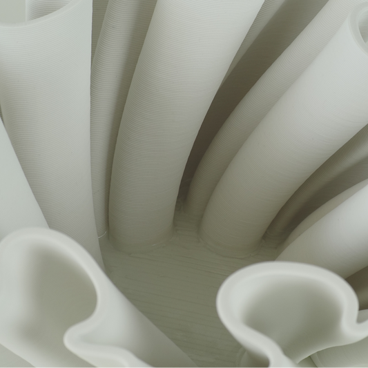 White 3D-Printed Wave Ceramic Vase- 15cm